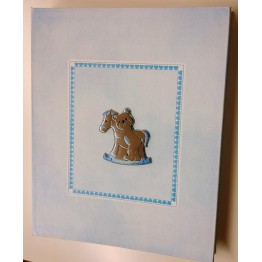Album celeste con cavallo a dondolo